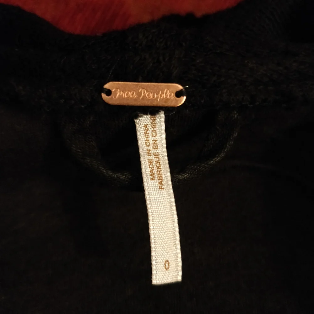 Free people black jacket coated denim front draped knit detail sz.0 - Picture 5 of 16